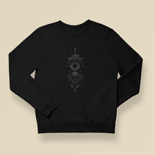 Load image into Gallery viewer, Celestial Bliss Organic Black Crewneck Sweatshirt – Gender Neutral